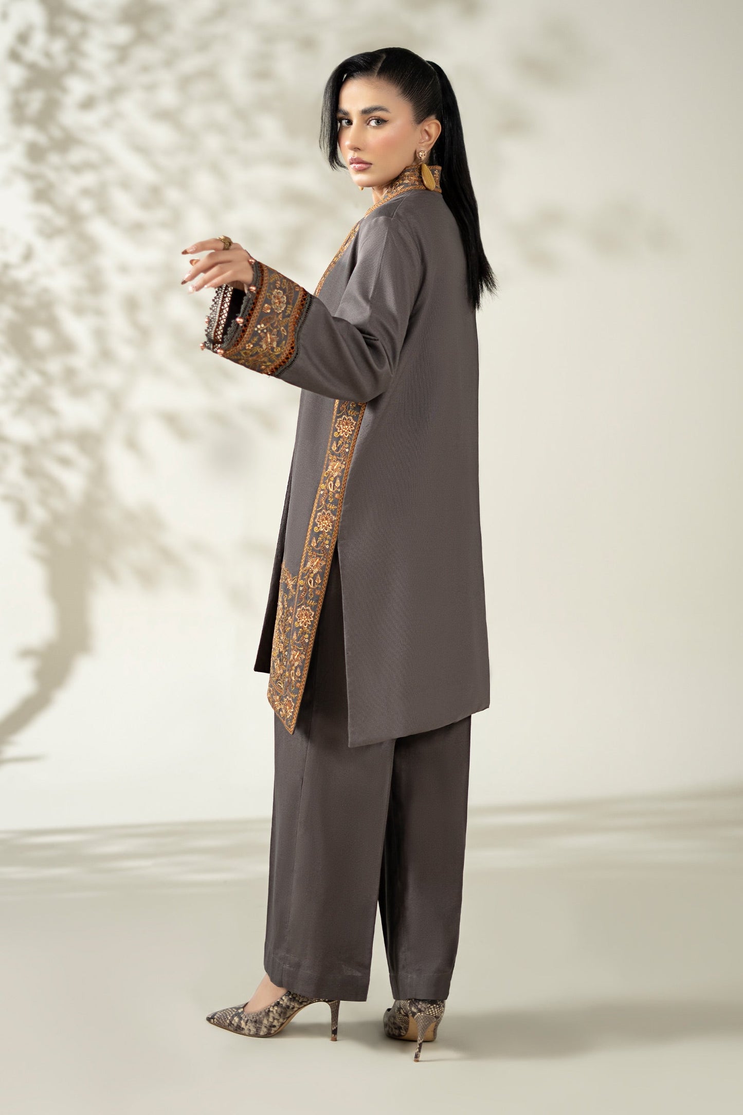 Maria B | Pre Fall Dresses | 3 Piece Embroidered Khaddar Suit ZZ - Pakistani Designer Dress - by Maria B - Type : Ladies Clothes - 100% Original at Saira Sultan