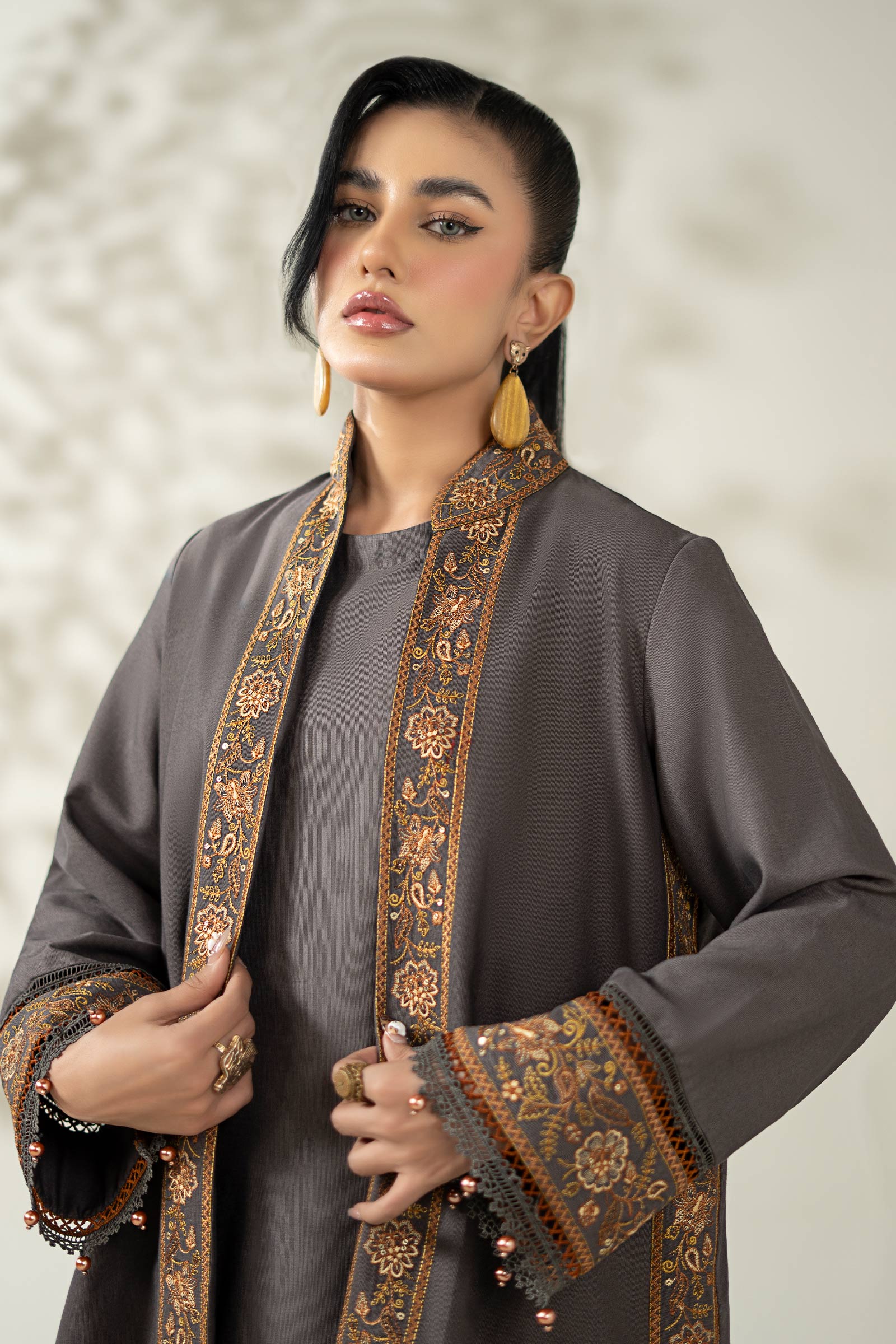 Maria B | Pre Fall Dresses | 3 Piece Embroidered Khaddar Suit ZZ - Pakistani Designer Dress - by Maria B - Type : Ladies Clothes - 100% Original at Saira Sultan