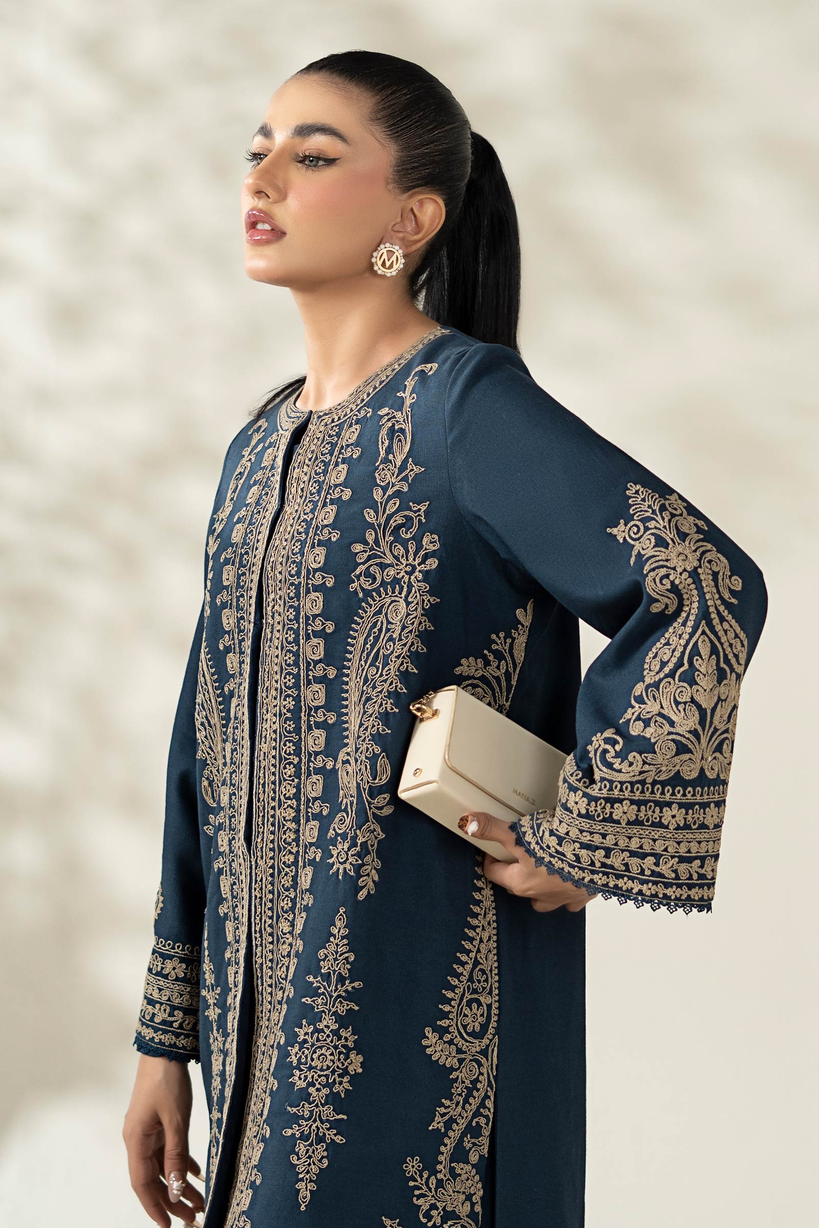Maria B | Pre Fall Dresses | 3 Piece Embroidered Khaddar Suit ZA - Pakistani Designer Dress - by Maria B - Type : Ladies Clothes - 100% Original at Saira Sultan