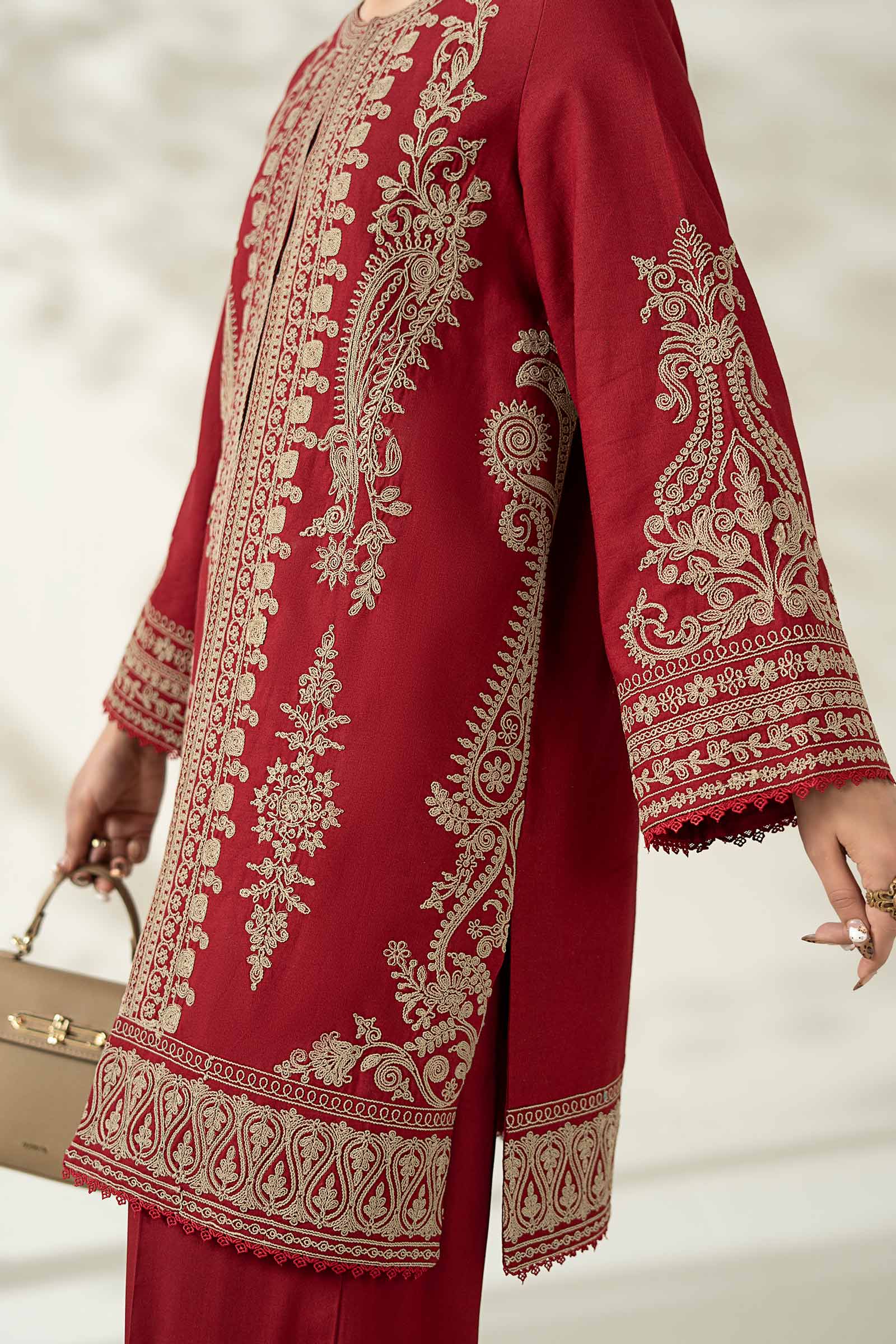 Maria B | Pre Fall Dresses | 3 Piece Embroidered Khaddar Suit ZB - Pakistani Designer Dress - by Maria B - Type : Ladies Clothes - 100% Original at Saira Sultan