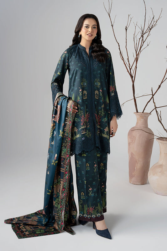 Maria B | Pre Fall Dresses | 3 Piece Embroidered Linen Suit ZE - Pakistani Designer Dress - by Maria B - Type : Ladies Clothes - 100% Original at Saira Sultan