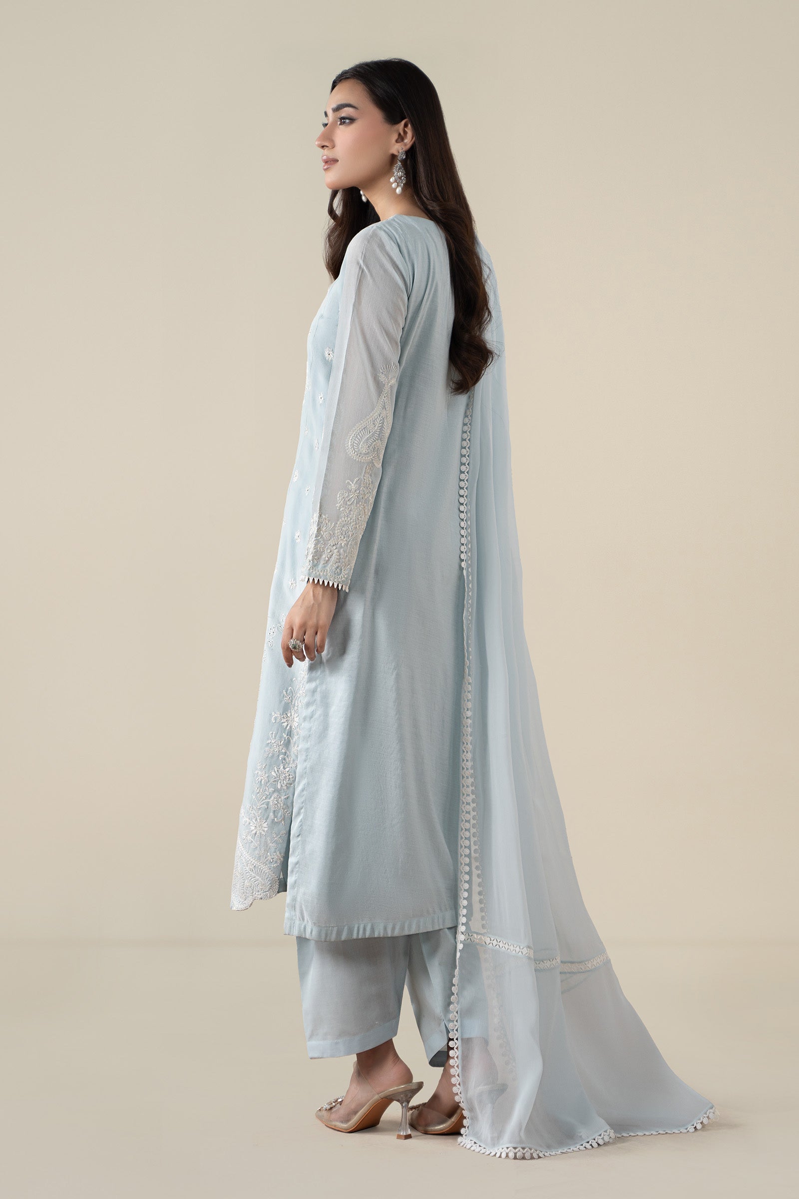 Maria B | Pre Fall Dresses | 3 Piece Embroidered Paper Cotton Suit GG - Pakistani Designer Dress - by Maria B - Type : Ladies Clothes - 100% Original at Saira Sultan