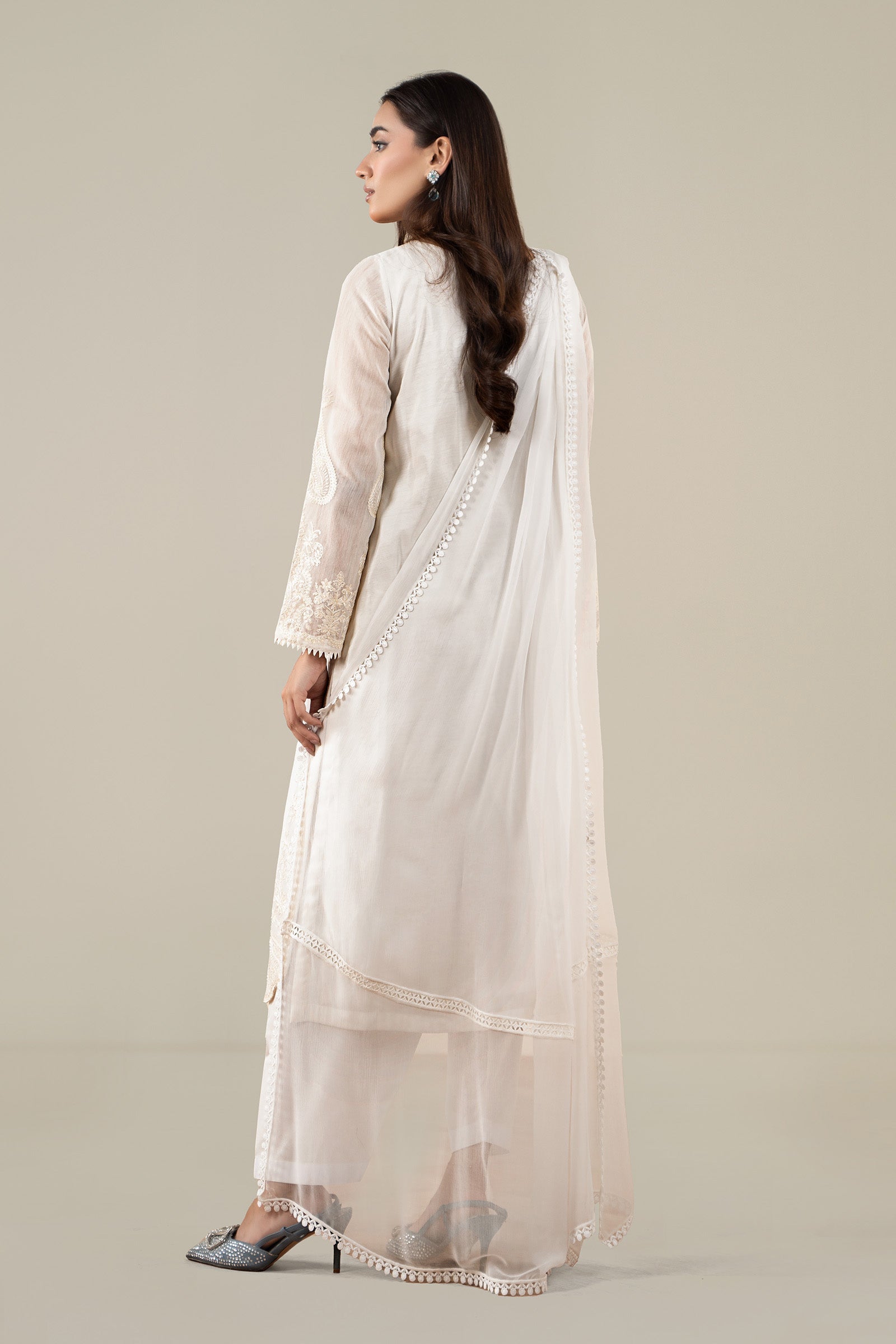 Maria B | Pre Fall Dresses | 3 Piece Embroidered Paper Cotton Suit AA - Pakistani Designer Dress - by Maria B - Type : Ladies Clothes - 100% Original at Saira Sultan