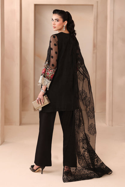 Maria B | Pre Fall Dresses | 3 Piece Embroidered Organza Jacquard Suit Black - Pakistani Designer Dress - by Maria B - Type : Ladies Clothes - 100% Original at Saira Sultan