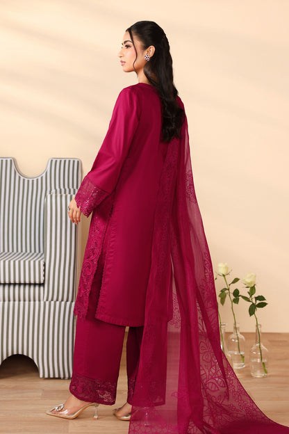 Maria B | Pre Fall Dresses | 3 Piece Embroidered Dobby Suit Maroon - Pakistani Designer Dress - by Maria B - Type : Ladies Clothes - 100% Original at Saira Sultan
