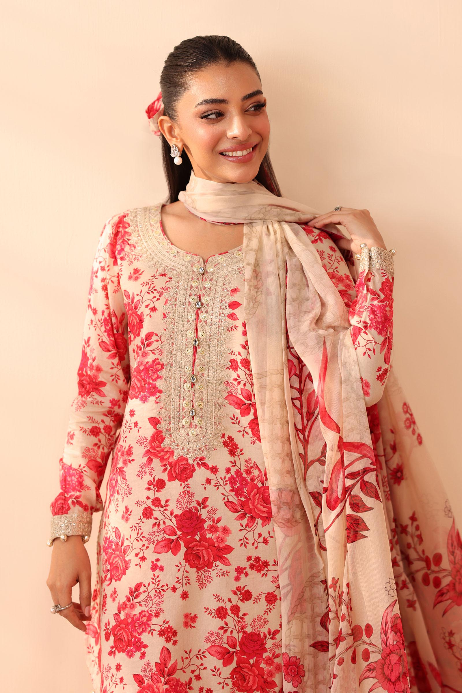 Maria B | Pre Fall Dresses | 3 Piece Embroidered Lawn Suit Pink - Pakistani Designer Dress - by Maria B - Type : Ladies Clothes - 100% Original at Saira Sultan