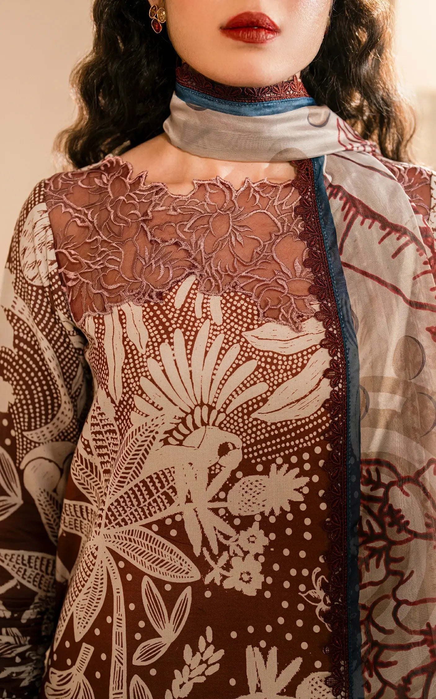 Asifa and Nabeel | Meraki Vintage 25 | Darcheeni (MVL25-07) M Brown Lawn