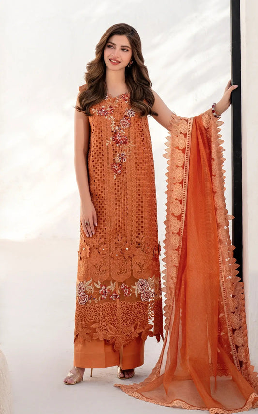 Asifa and Nabeel | Azalia Summer 25 | Day lily (AZL25-07) XS Burnt Orange Lawn