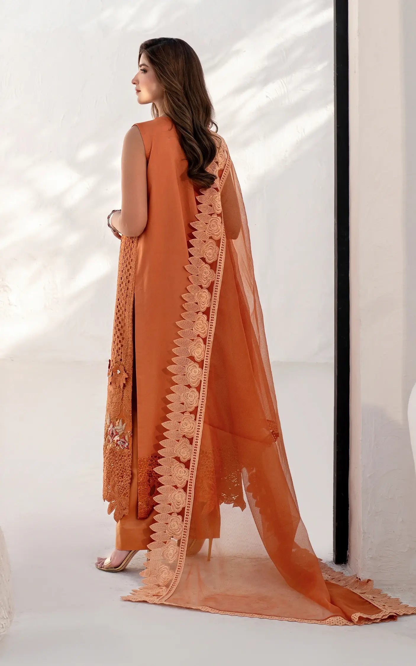 Asifa and Nabeel | Azalia Summer 25 | Day lily (AZL25-07) S Burnt Orange Lawn