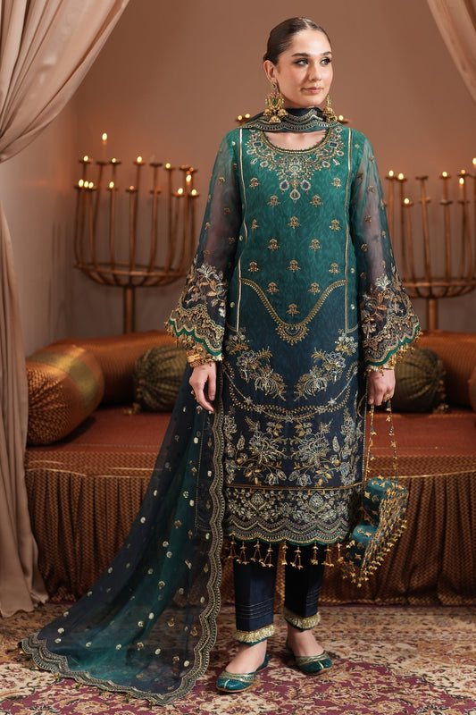 Alizeh | Jhalak Formals | AF-JHLK-04-DEEWANI XS Teal Green Chiffon