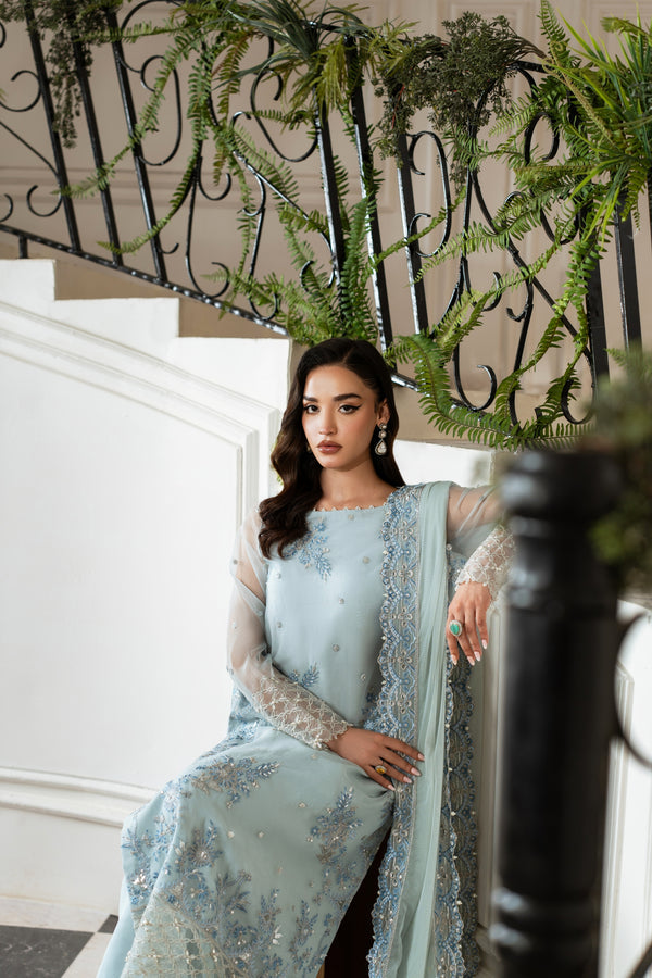 Azzal | Mishri Formals | Diyar L Blue Organza