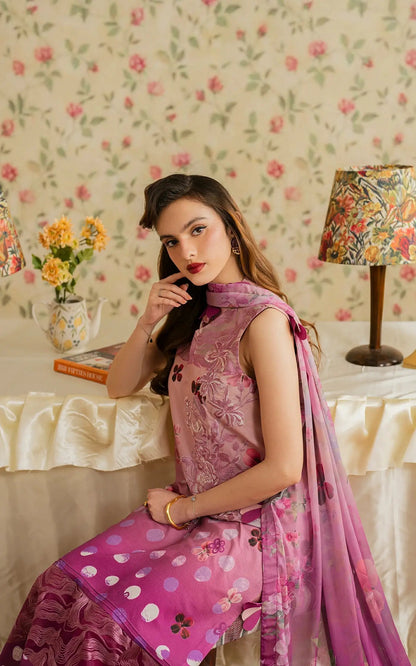 Asifa and Nabeel | Meraki Vintage 25 | Dosti (MVL25-11) Custom Size Magenta Lawn
