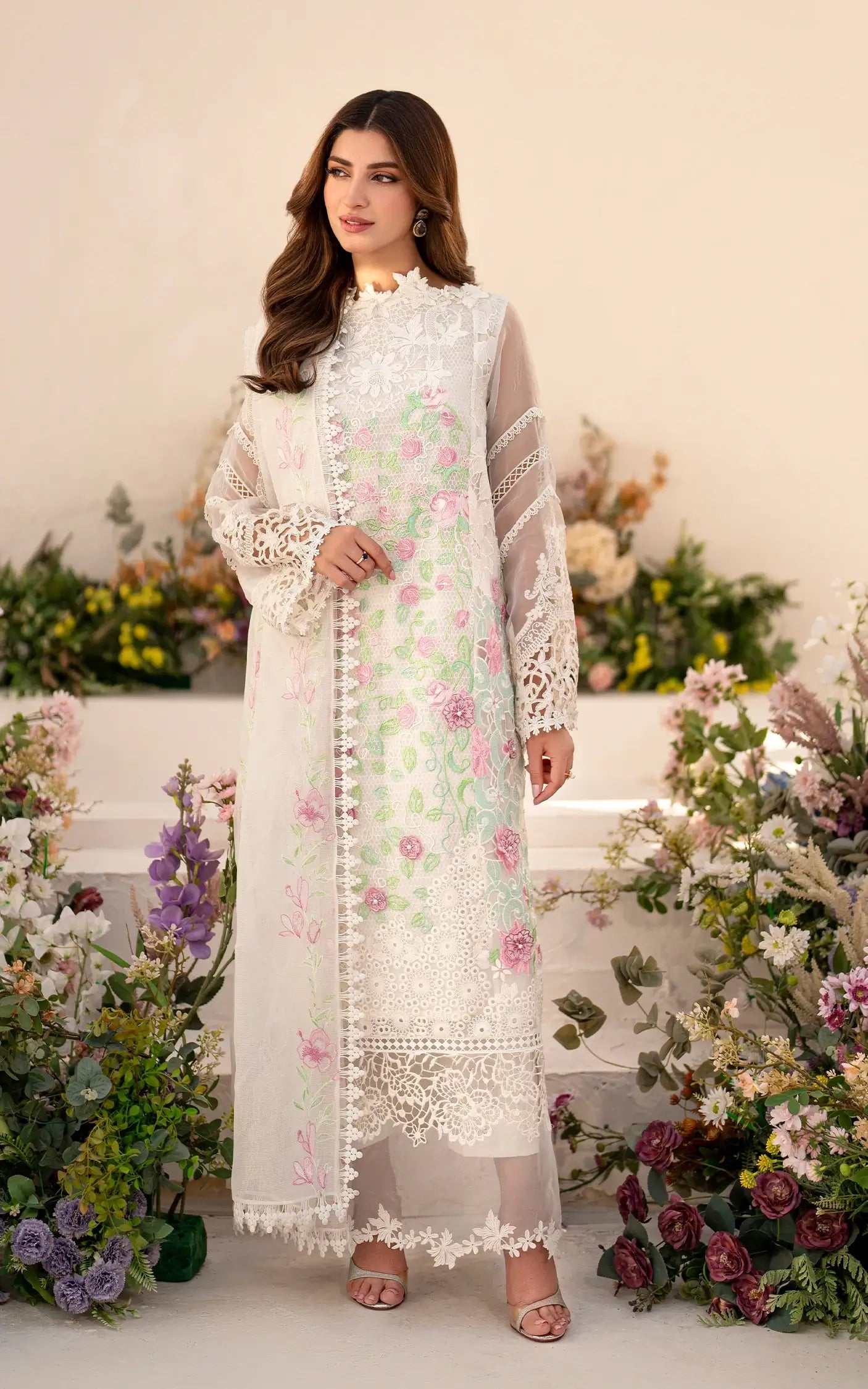 Asifa and Nabeel | Azalia Summer 25 | Dove (AZL25-03) XS White Lawn
