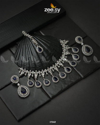 Drop Cut Necklace Blue