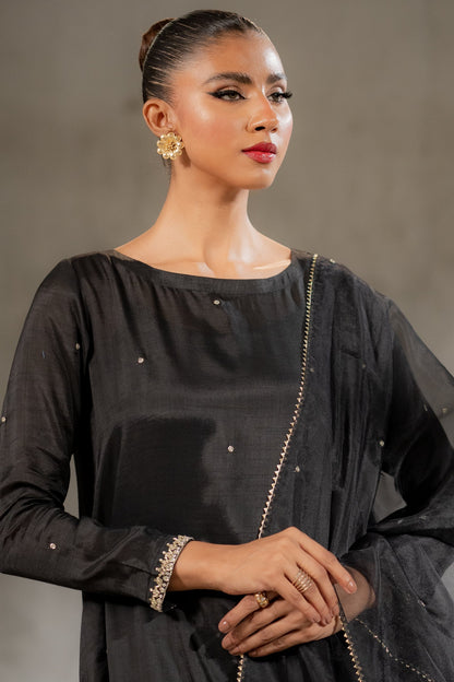 Ego | Diva Premium | MUGHAL TALES 3 PIECE M Black Raw Silk