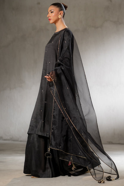 Ego | Diva Premium | MUGHAL TALES 3 PIECE L Black Raw Silk
