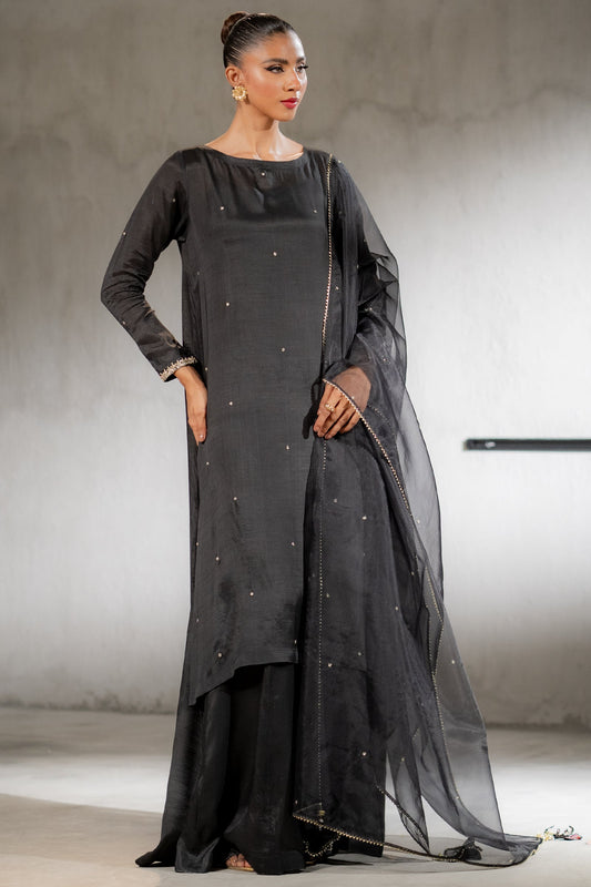 Ego | Diva Premium | MUGHAL TALES 3 PIECE XS Black Raw Silk