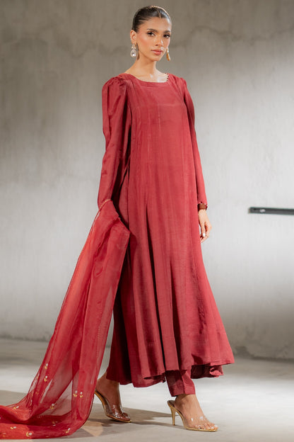 Ego | Diva Premium | DIVINE 3 PIECE L Maroon Raw Silk