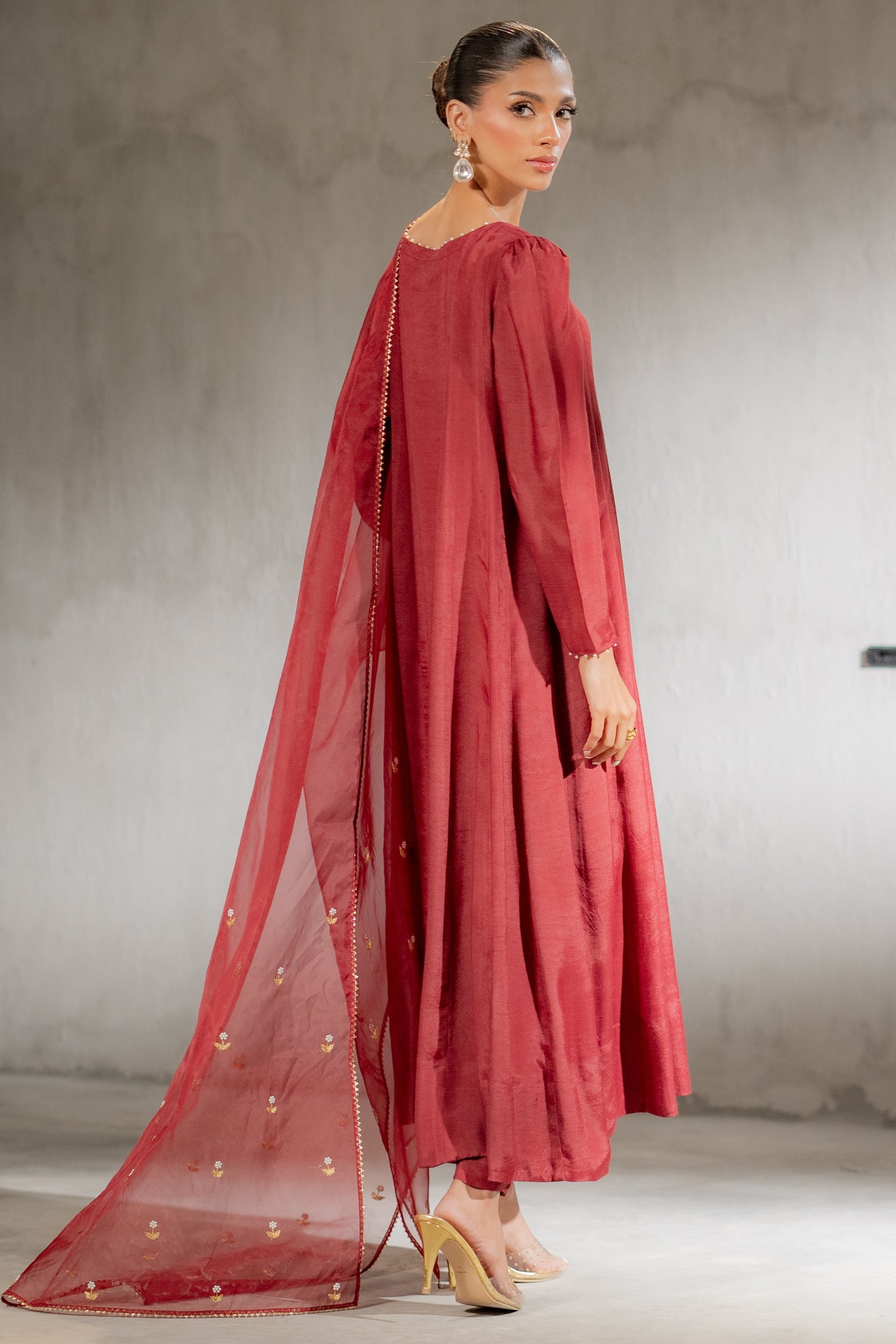 Ego | Diva Premium | DIVINE 3 PIECE S Maroon Raw Silk