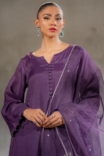 Ego | Diva Premium | JHALAK 3 PIECE M Purple Raw Silk