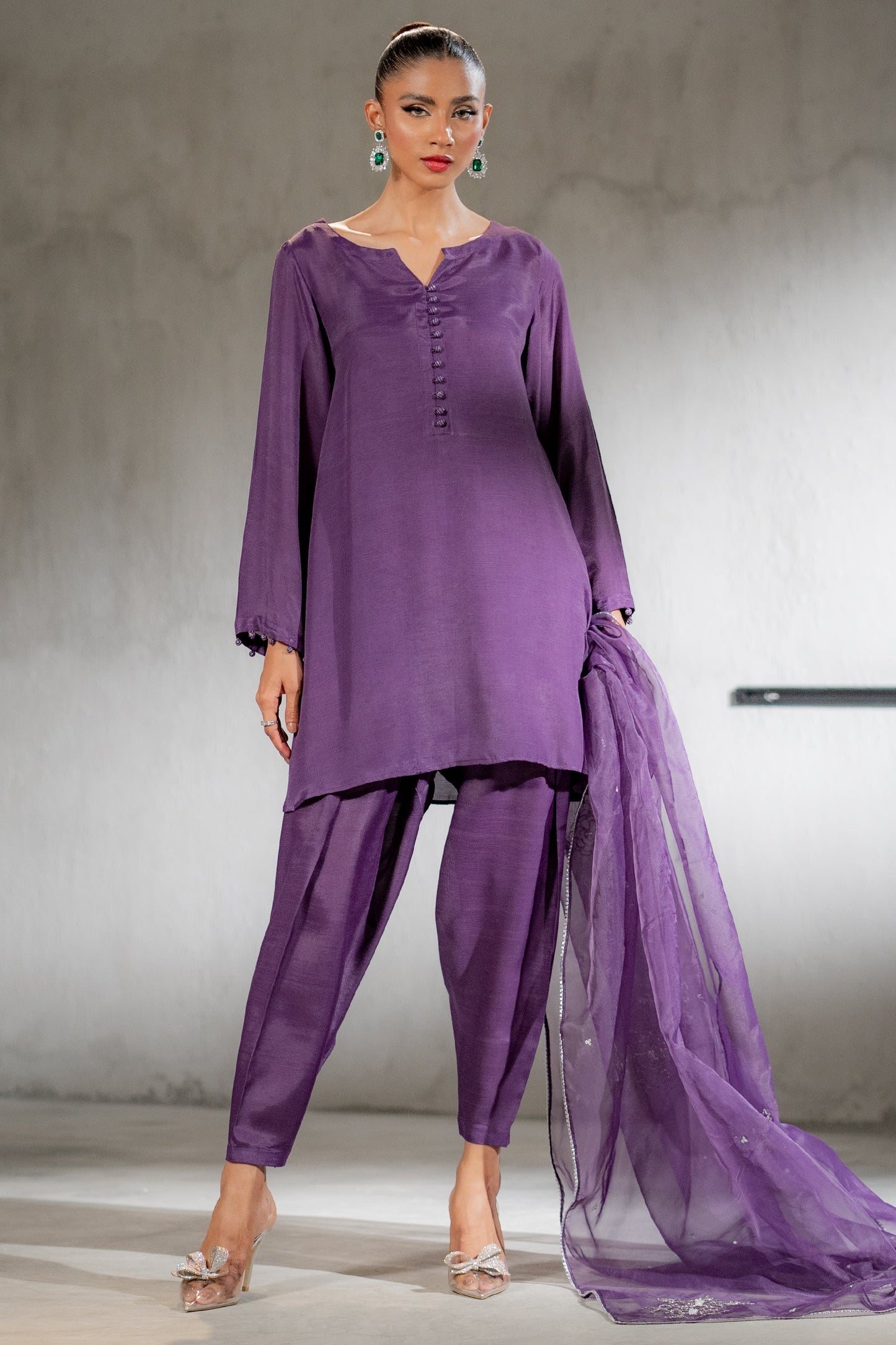 Ego | Diva Premium | JHALAK 3 PIECE XS Purple Raw Silk