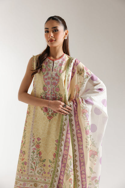 Ethnic | Spring Summer 25 | ES-10 M Pale Yellow Lawn