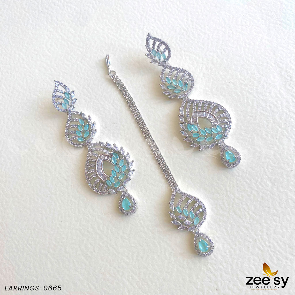 Earrings-0665 Silver Green