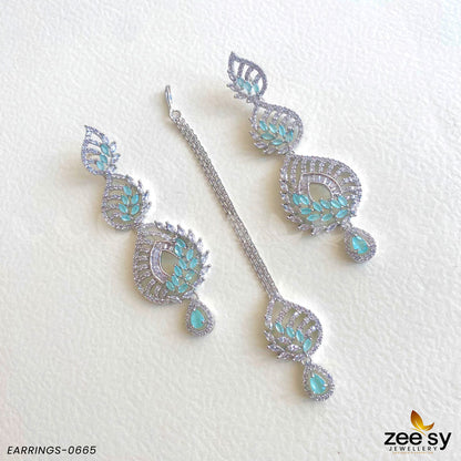 Earrings-0665 Silver Green