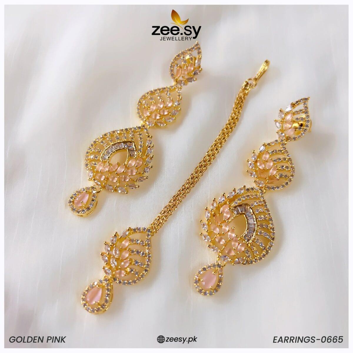 Earrings-0665 Golden Pink