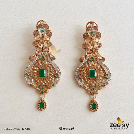 Earrings-0745 Golden Green