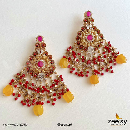 Earrings-0753 Red-Yellow