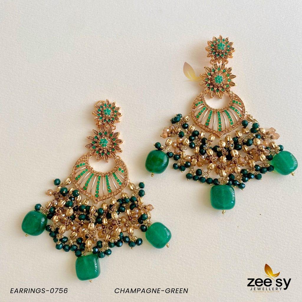 Earrings-0756 Champagne-Green
