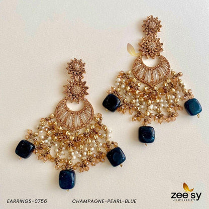 Earrings-0756 Champagne-Pearl-Blue