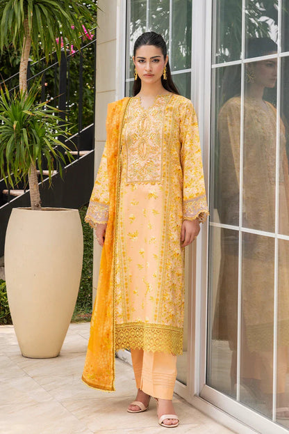 Ellena | Signature Embroidered Collection 25 | A-01 XS Pale Peach Lawn