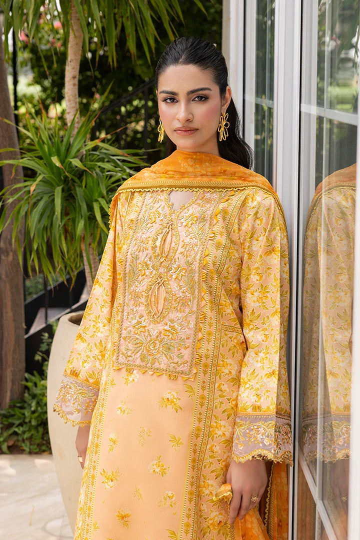 Ellena | Signature Embroidered Collection 25 | A-01 M Pale Peach Lawn