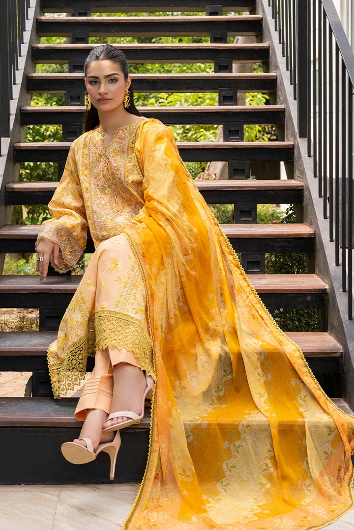 Ellena | Signature Embroidered Collection 25 | A-01 XL Pale Peach Lawn