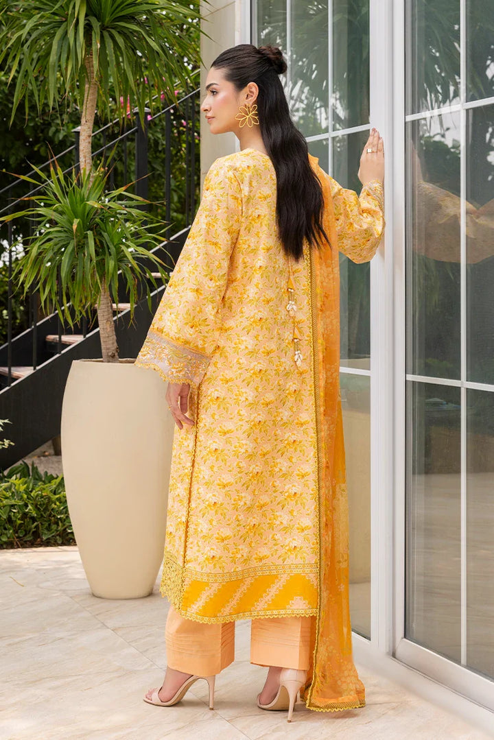 Ellena | Signature Embroidered Collection 25 | A-01 S Pale Peach Lawn