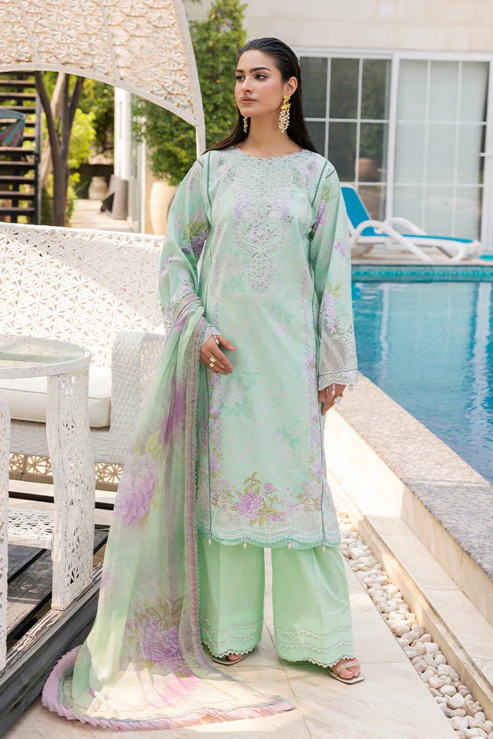 Ellena | Signature Embroidered Collection 25 | A-08 XS Pastel Mint Lawn