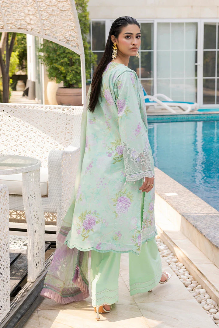 Ellena | Signature Embroidered Collection 25 | A-08 S Pastel Mint Lawn
