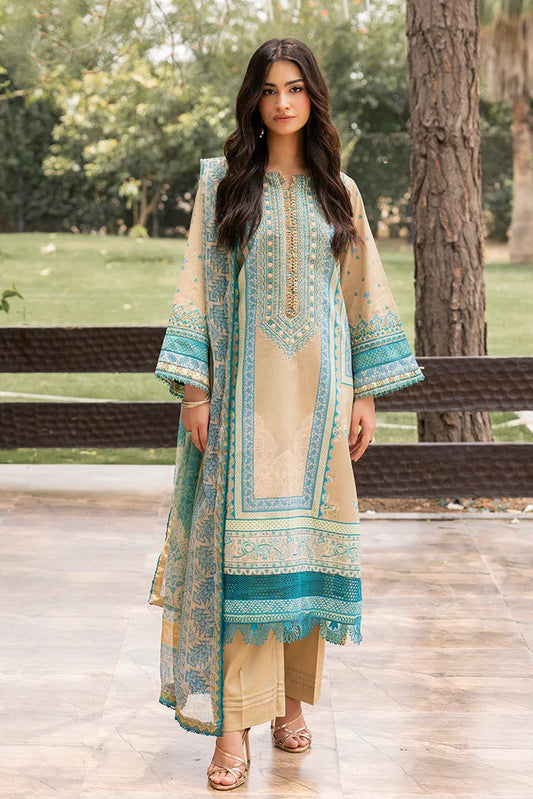 Ellena | Signature Embroidered Collection 25 | A-02 XS Beige Lawn