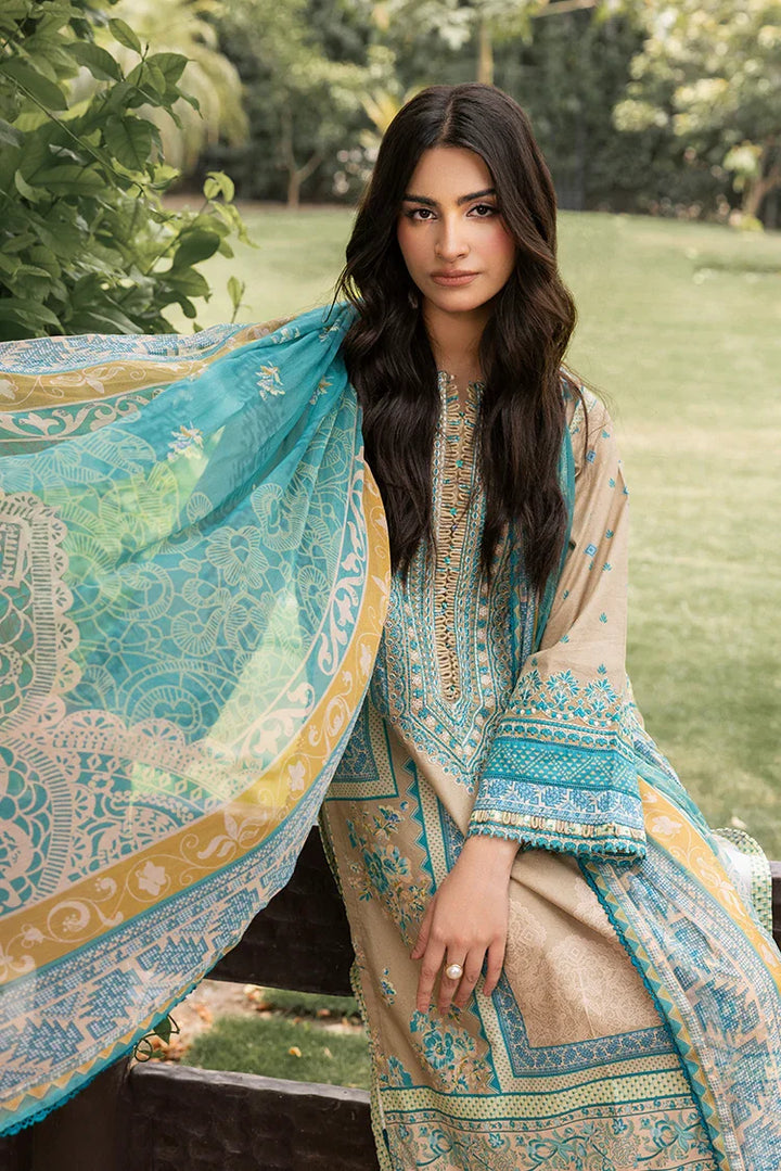 Ellena | Signature Embroidered Collection 25 | A-02 XL Beige Lawn