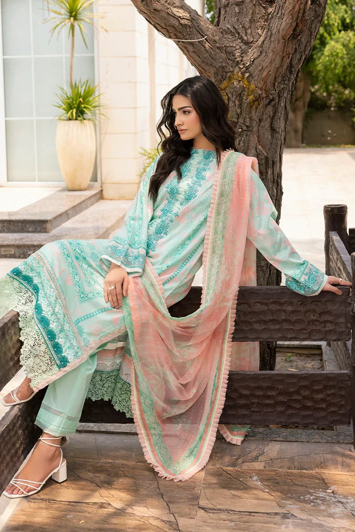 Ellena | Signature Embroidered Collection 25 | A-03 L Ice Blue Lawn