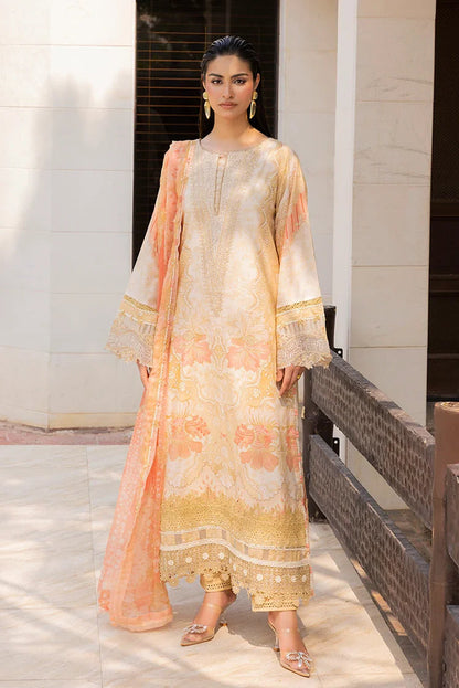 Ellena | Signature Embroidered Collection 25 | A-06 XS Pale Peach Lawn