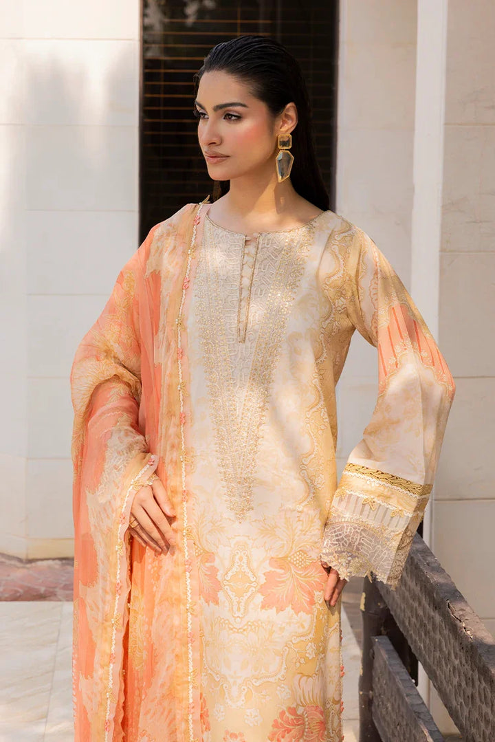 Ellena | Signature Embroidered Collection 25 | A-06 M Pale Peach Lawn