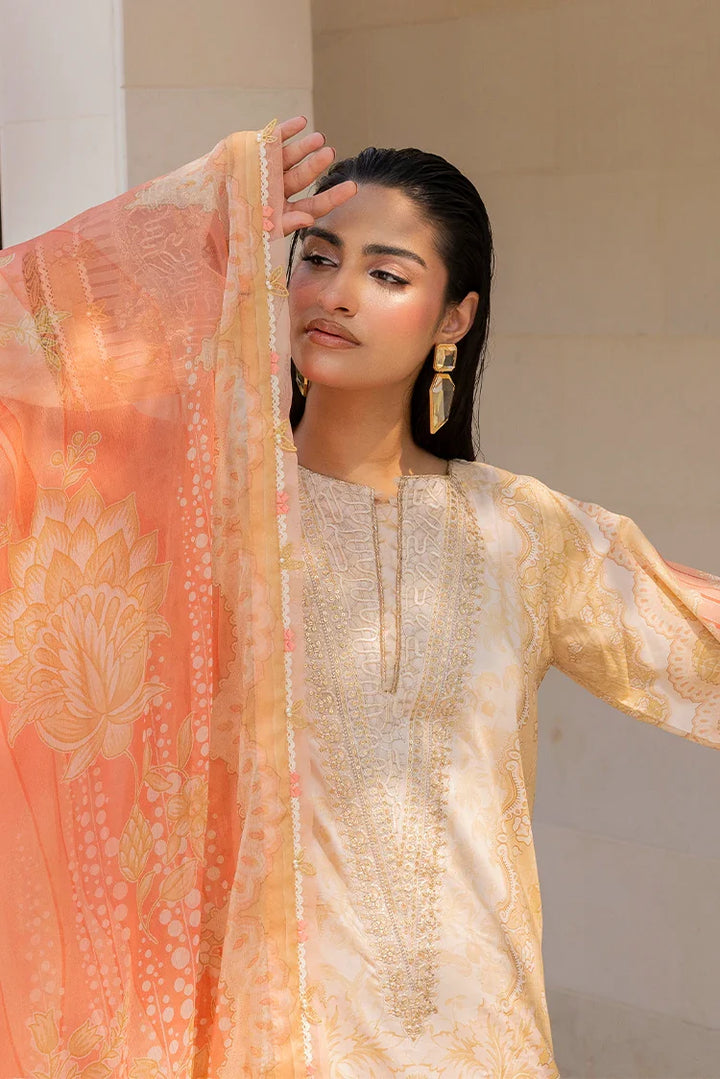 Ellena | Signature Embroidered Collection 25 | A-06 L Pale Peach Lawn