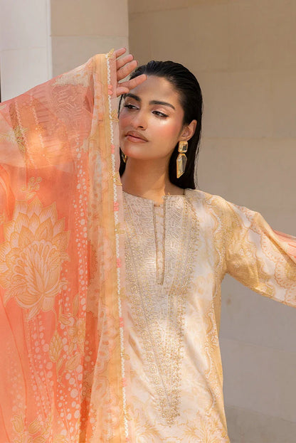 Ellena | Signature Embroidered Collection 25 | A-06 L Pale Peach Lawn