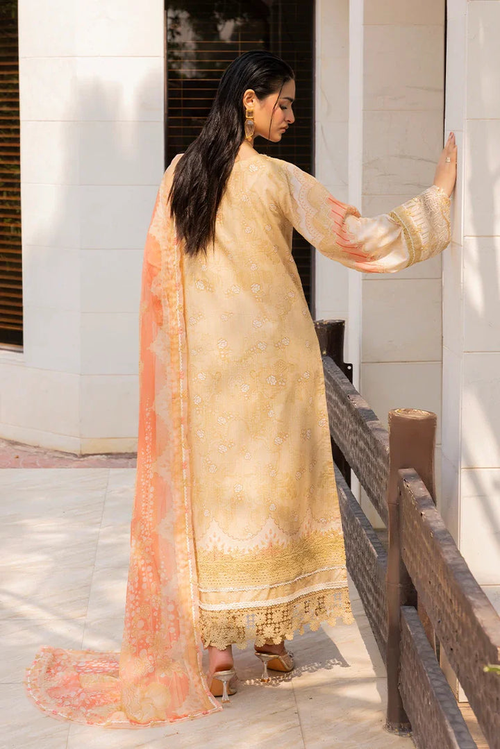 Ellena | Signature Embroidered Collection 25 | A-06 S Pale Peach Lawn