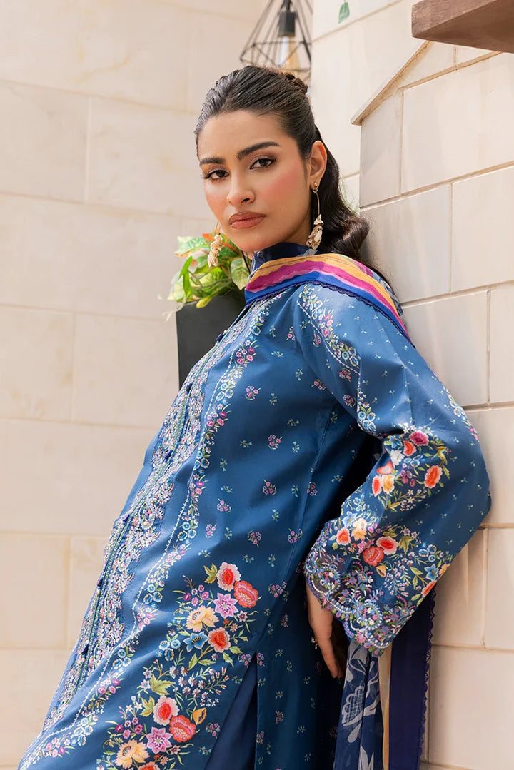 Ellena | Signature Embroidered Collection 25 | A-07 XL Navy Lawn