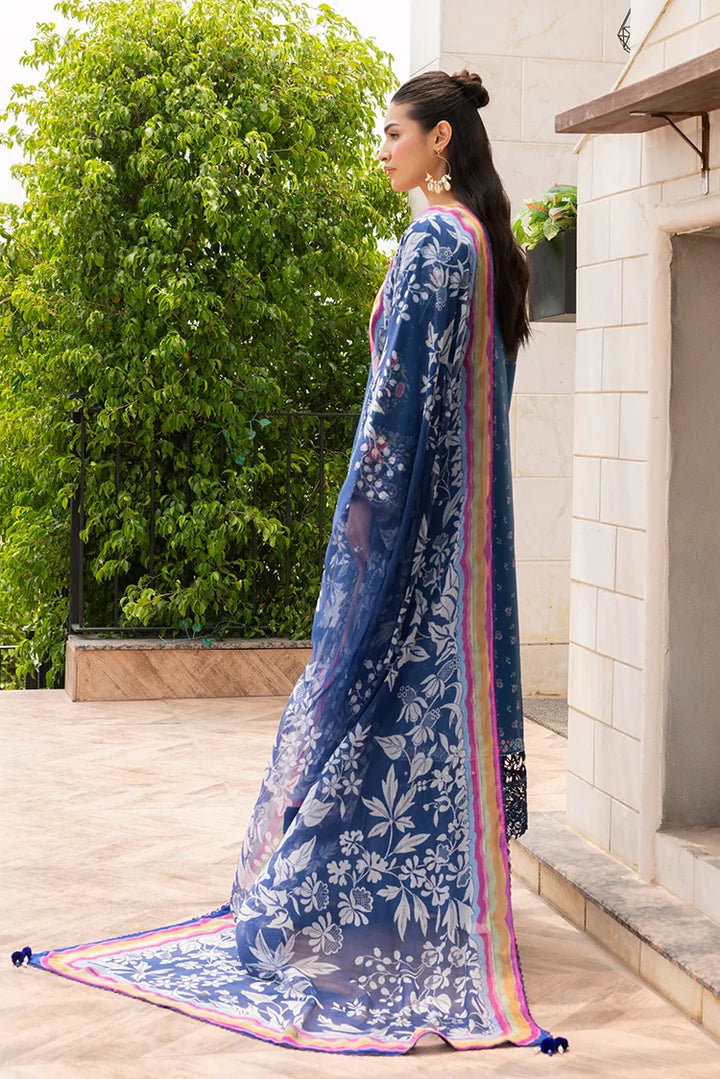 Ellena | Signature Embroidered Collection 25 | A-07 L Navy Lawn