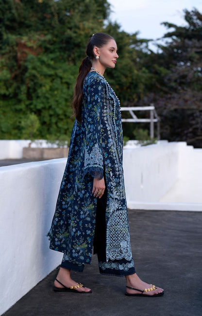 AJR Couture | Printakari Lawn 25 | Eden S Deep Blue Lawn